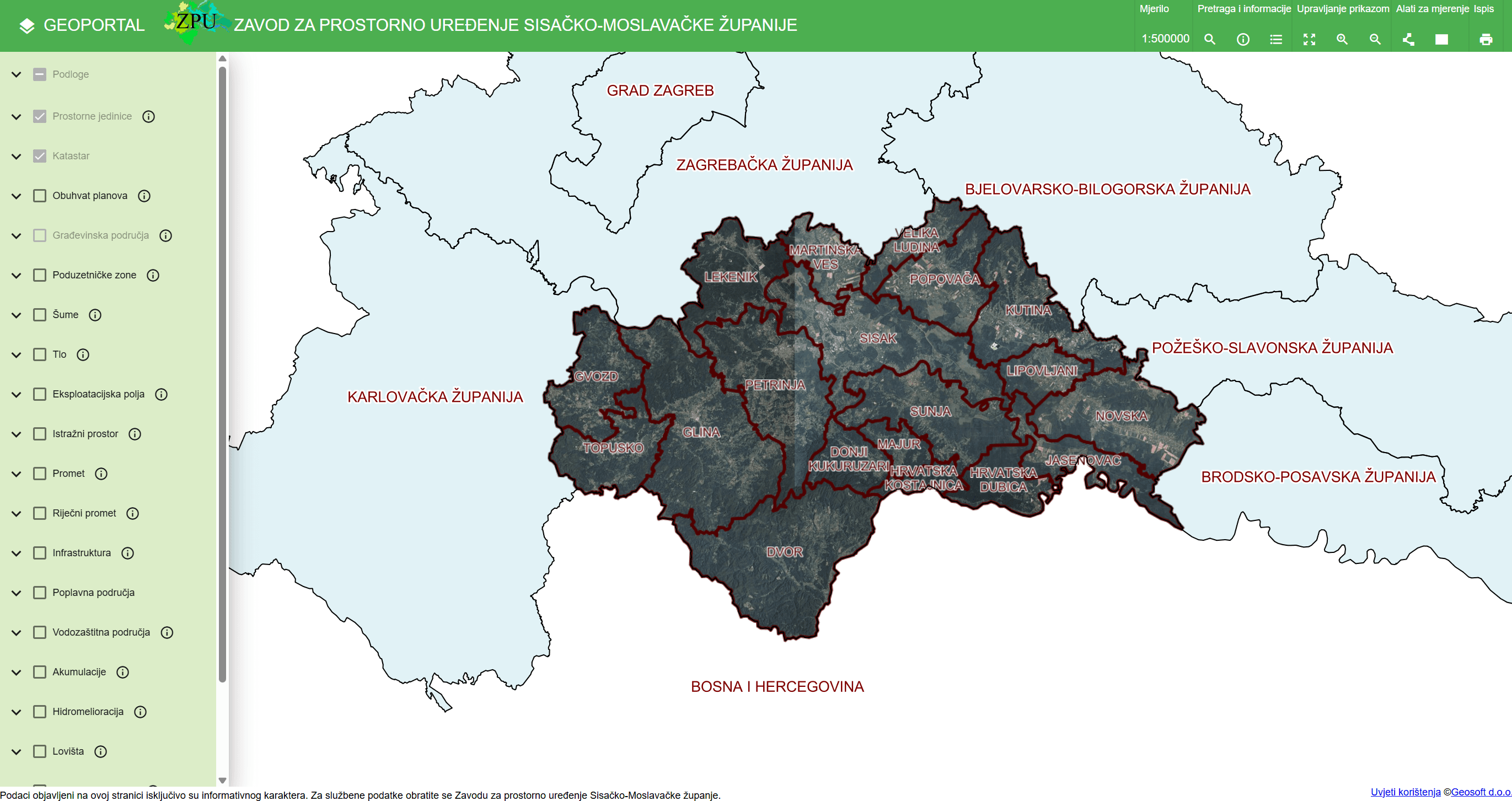 Geoportal Zavoda za prostorno uređenje Sisačko-moslavačke županije